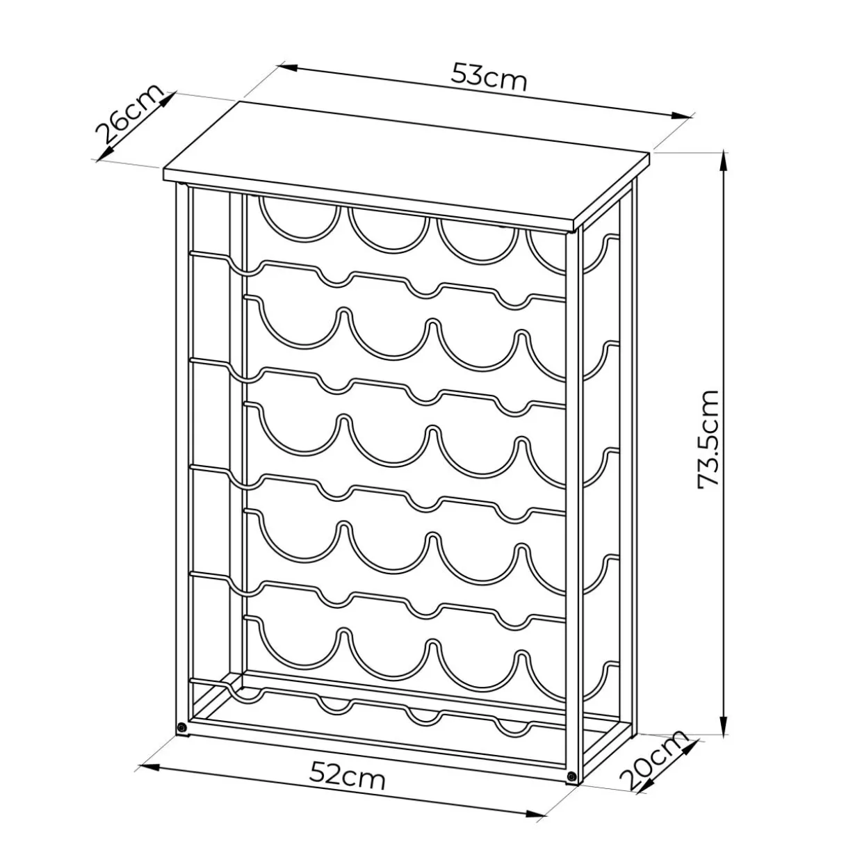 Meuble range-bouteilles industriel 20 emplacements (H74 cm) Victor Noir