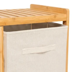 Meuble rangement 2 paniers et panier à linge (82 x H78,5 cm) Tidy Box Ecru