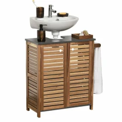 Meuble sous lavabo avec porte serviette (66 x H70 cm) Elément Acacia