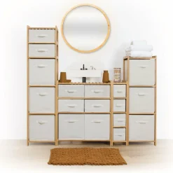 Meuble étroit paniers 4 niveaux (19 x H78.5 cm) Tidy box Ecru