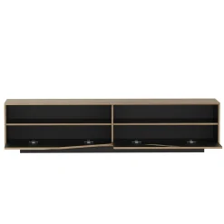 Meuble TV en bois design (L180 x 40 cm) Florida Blanc, noir et naturel