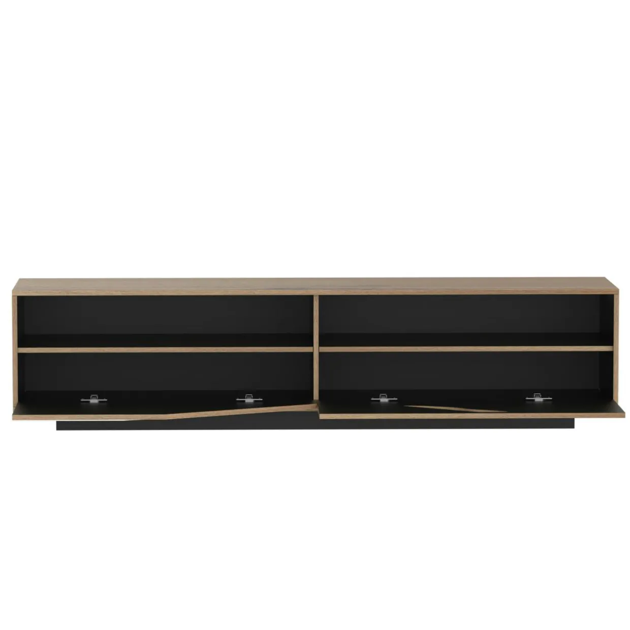 Meuble TV en bois design (L180 x 40 cm) Florida Blanc, noir et naturel