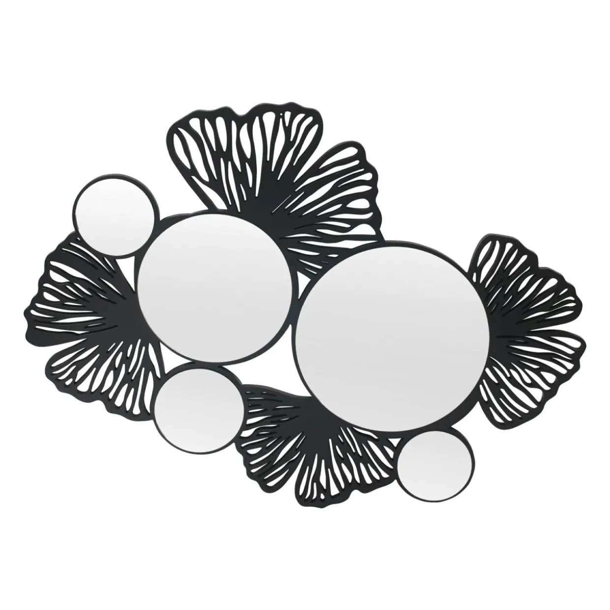 Miroir et décoration murale en bois (77 cm) Ginkgo Noir
