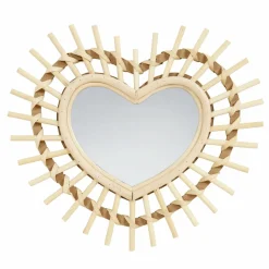 Miroir mural en bambou (H22 cm) Coeur Naturel