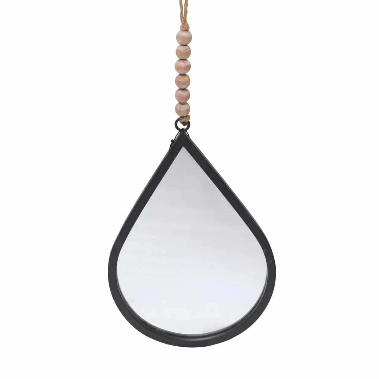 Miroir mural en métal (H37 cm) Goutte d'eau Noir