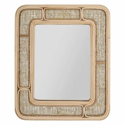 Miroir mural rectangulaire en rotin (H39 cm) Dalila Naturel
