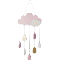 Mobile bébé bois et coton (H57.5 cm) Nuage Rose