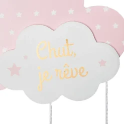 Mobile bébé bois et coton (H57.5 cm) Nuage Rose