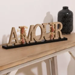 Mot à poser en bois "Amour" Fleuri
