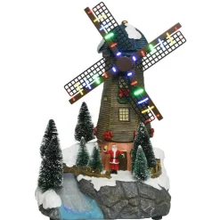 Moulin à vent illuminé à piles (H30 cm) Magie de Noël