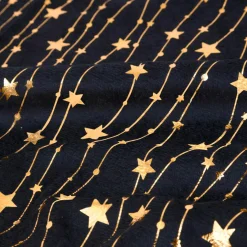 Nappe de Noël en velours (360 x 140 cm) Pluie d'étoiles Noir et dorée