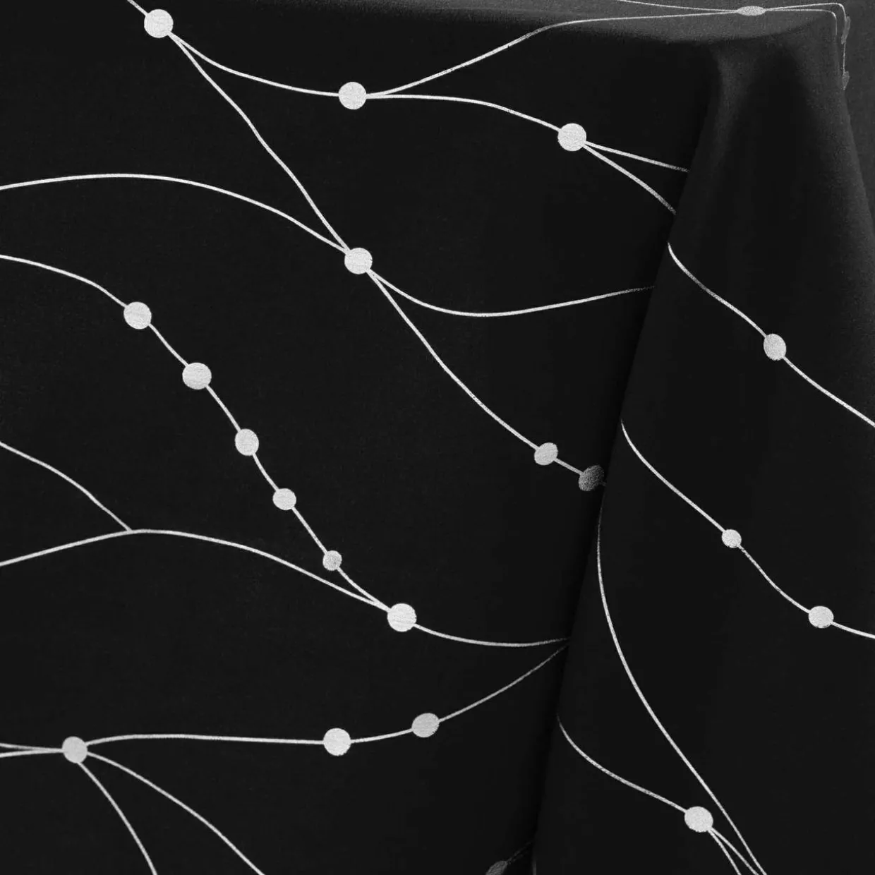 Nappe de Noël rectangulaire (140 x 240 cm) Astrelia Noir et argent