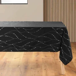 Nappe de Noël rectangulaire (140 x 240 cm) Astrelia Noir et argent