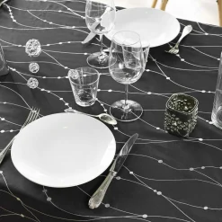 Nappe de Noël rectangulaire (140 x 240 cm) Astrelia Noir et argent