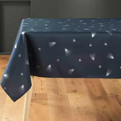 Nappe de Noël rectangulaire (150 x 300 cm) Sapin métallisé Bleu