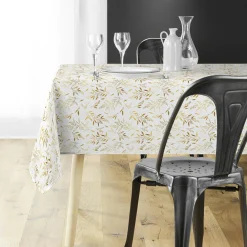 Nappe de Noël rectangulaire (140 x 240 cm) Naelle Blanc et doré