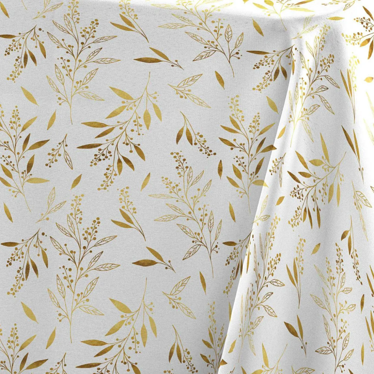 Nappe de Noël rectangulaire (140 x 240 cm) Naelle Blanc et doré