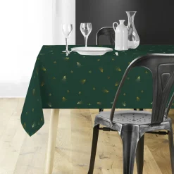 Nappe de Noël rectangulaire (150 x 300 cm) Sapin métallisé Vert et or