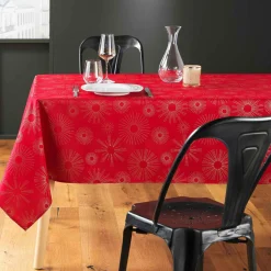 Nappe de Noël rectangulaire (150 x 240 cm) Pampille métallisé Rouge