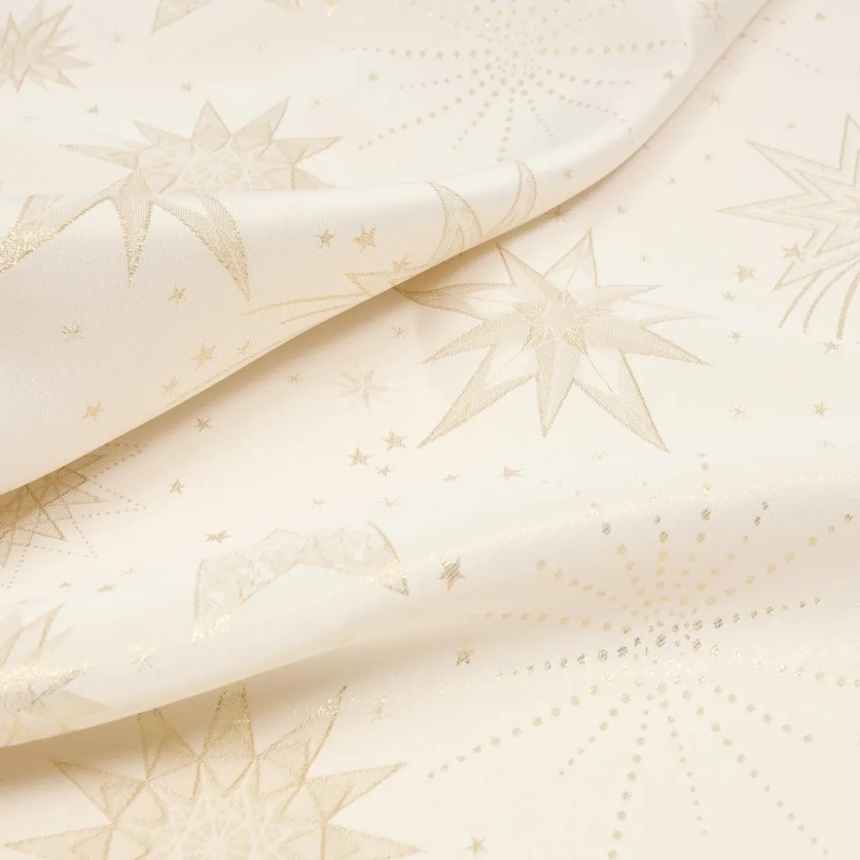 Nappe de Noël rectangulaire (140 x 240 cm) Nuit étoilée Beige et doré