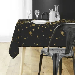 Nappe de Noël rectangulaire (150 x 240 cm) Constellation Noir et doré