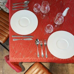 Nappe de Noël rectangulaire (145 x 350 cm) Facette Rouge