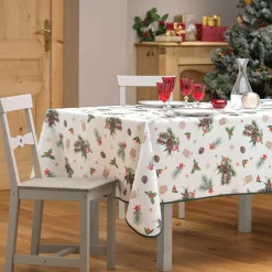Nappe de Noël rectangulaire anti tache (150 x 240 cm) Hollystar