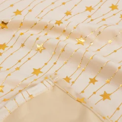 Nappe de Noël rectangulaire (360 x 140 cm) Pluie d'étoiles Ivoire et doré