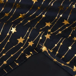 Nappe de Noël rectangulaire (140 x 240 cm) Pluie d'étoiles Noir et dorée