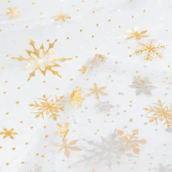 Nappe de Noël rectangulaire (140 x 240 cm) Flocon de Neige Blanc et or