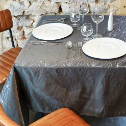 Nappe de Noël rectangulaire (145 x 300 cm) Facette Anthracite