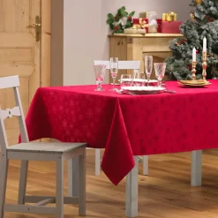 Nappe de Noël rectangulaire (140 x 300 cm) Flocon d'hiver Rouge
