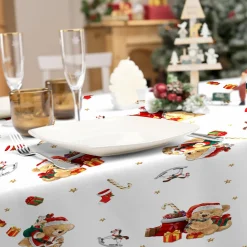 Nappe de Noël rectangulaire anti tache (150 x 240 cm) Oursons