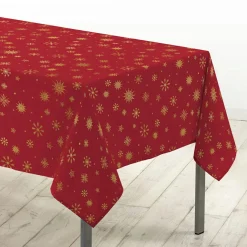 Nappe de Noël rectangulaire (140 x 240 cm) Astrelia Rouge et or