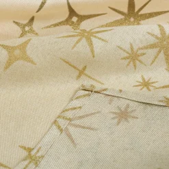 Nappe de Noël rectangulaire (140 x 240 cm) Étoiles Célestes Beige et doré