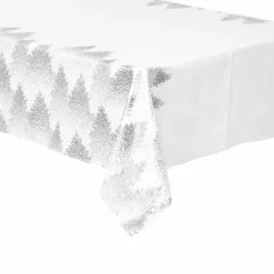 Nappe de Noël rectangulaire (140 x 240 cm) Sapin Argent