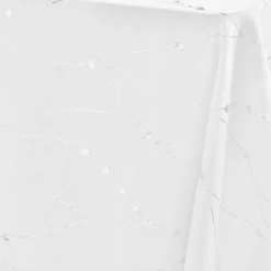 Nappe de Noël rectangulaire (140 x 240 cm) Astrelia Blanc et argent