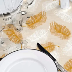 Nappe enduite PVC Ronde (160 cm) Sarina Taupe