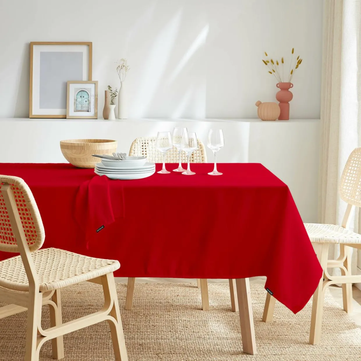 Nappe rectangulaire anti tache (140 x 200 cm) Elise Rouge