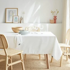 Nappe rectangulaire anti tache (140 x 350 cm) Elise Blanche