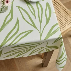 Nappe rectangulaire coton enduit (150 x 350 cm) Galice Vert eucalyptus
