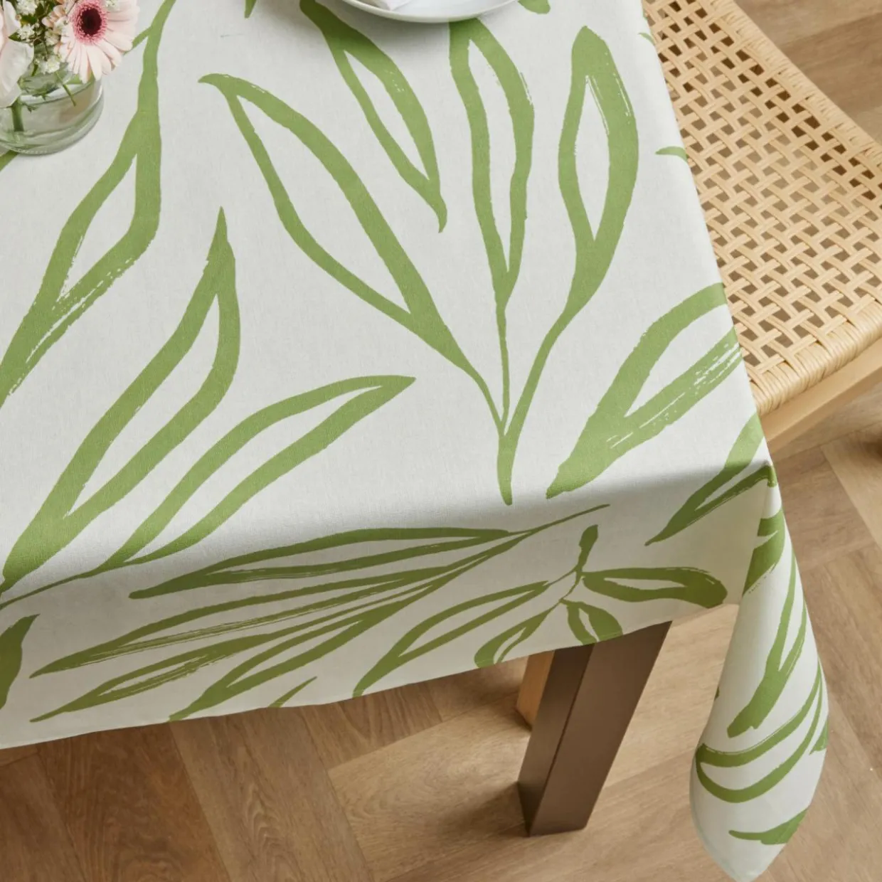 Nappe rectangulaire coton enduit (150 x 250 cm) Galice Vert eucalyptus