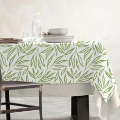 Nappe rectangulaire coton enduit (150 x 250 cm) Galice Vert eucalyptus