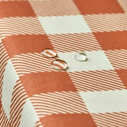 Nappe rectangulaire coton enduit (150 x 350 cm) Vichy Terracotta