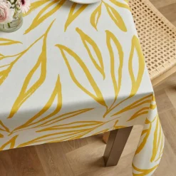Nappe rectangulaire coton enduit (150 x 350 cm) Galice Jaune moutarde