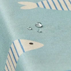 Nappe rectangulaire coton enduit (150 x 250 cm) Fish Bleue