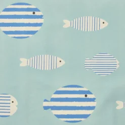 Nappe rectangulaire coton enduit (150 x 250 cm) Fish Bleue