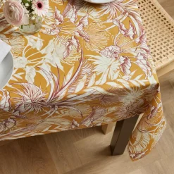 Nappe rectangulaire coton enduit (150 x 250 cm) Granada Jaune moutarde