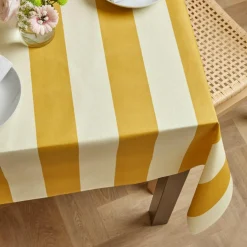 Nappe rectangulaire coton enduit (150 x 250 cm) Clementine Jaune moutarde