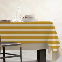 Nappe rectangulaire coton enduit (150 x 250 cm) Clementine Jaune moutarde